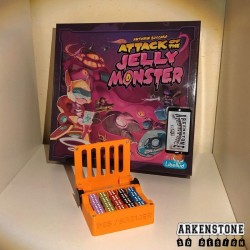 Rangements imprimés en 3D pour le jeu Attack of the Jelly Monster Boite ouverte pour les dés et le sablier