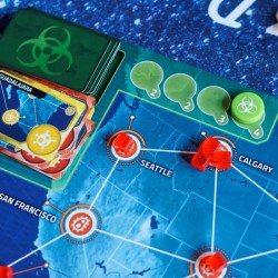 Pandemic Zone Rouge Amérique du Nord jeu de société plateau de jeu et virus rouges